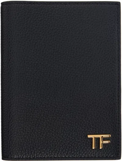 Tom Ford Black Soft Grain Leather T Line Passport Holder