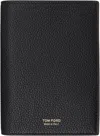 Tom Ford Black Soft Grain Leather T Line Passport Holder In Black