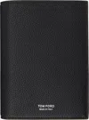 Tom Ford Black Soft Grain Leather T Line Passport Holder In Black