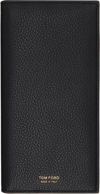 Tom Ford Black Soft Grain Leather T Line Vertical Wallet