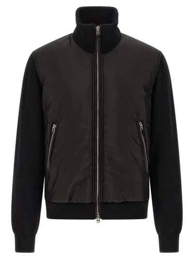 TOM FORD MEN BLACK SOLID MOCK COLLAR JACKET, L LUXURY JACKETS FOR MEN DARVEYS