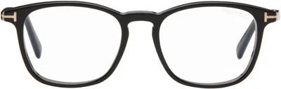 Tom Ford Black Square Blue Block Glasses In 001 Shiny Black