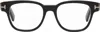 Tom Ford Black Square Blue Block Glasses In 001 Shiny Black, Eco