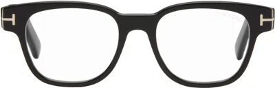 Tom Ford Black Square Blue Block Glasses In 001 Shiny Black, Eco