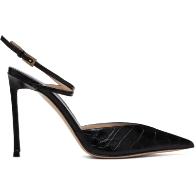 Tom Ford ブラック Selen クロコ スタンプ レザー ヒール In Naa Black