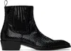 Tom Ford Black Stamped Python Kenneth Chelsea Boots In Black
