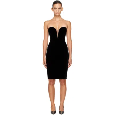 Tom Ford Black Strapless Velvet Cocktail Midi Dress