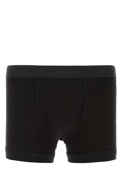 Tom Ford Black Stretch Cotton Boxer In Brown