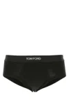 Tom Ford Logo Jacquard Waist Cotton Stretch Briefs Pack Of 2 In Black