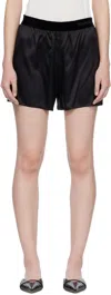 Tom Ford Black Shorts With Elastic Waist With Logo Lettering In Silk Stretch Woman In Black