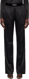 Tom Ford Black Stretch Silk Satin Lounge Pants In Lb999 Black