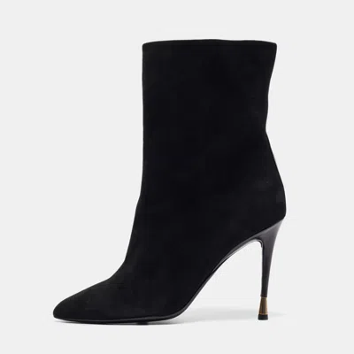 Pre-owned Tom Ford Black Suede Ankle Length Boots Size 39