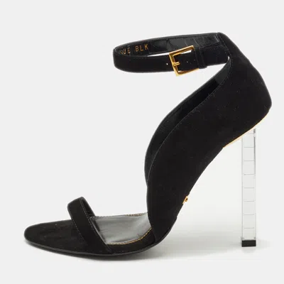 Pre-owned Tom Ford Black Suede Ankle Strap Sandals Size 37