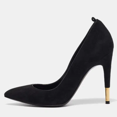 Pre-owned Tom Ford Black Suede Padlock Pumps Size 35