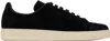 Tom Ford Suede Low-top Sneakers Warwick Silhouette Toe Rubber Sole In Black + Cream