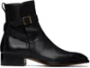 Tom Ford Black Supple Grain Kenneth Buckle Boots In Multi