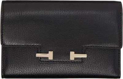 Tom Ford Black Supple Grain Leather Aube Compact Wallet