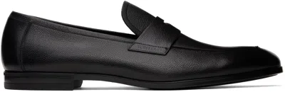 TOM FORD BLACK SUPPLE GRAIN LEATHER SEAN PENNY LOAFERS