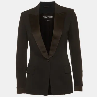 Pre-owned Tom Ford Black Synthetic And Satin Slim Fit Jacket Xs