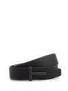 Tom Ford Mens Black Reversible Brand-plaque Leather Belt In Black