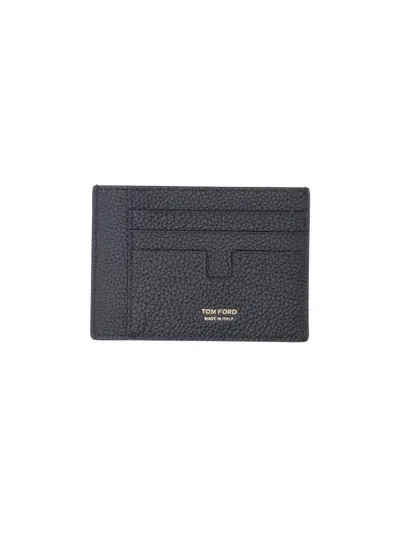 Tom Ford Black T Line Calf Leather Wallet In Brown