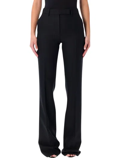 TOM FORD TOM FORD BLACK TAILORED STRAIGHT-LEG TROUSERS IN HERRINGBONE WOOL