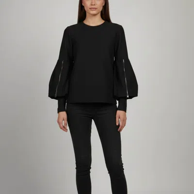 Pre-owned Tom Ford Black Textured Silk Blend Flared Sleeve Top S