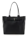 Tom Ford Black Tote Bag With T Detail In Hammered Leather Woman In Multi