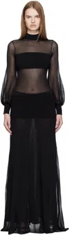 Tom Ford Black Turtleneck Maxi Dress In Black