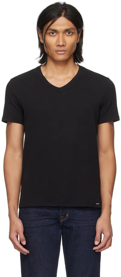 Tom Ford V-neck Cotton T-shirt In Black