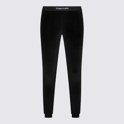 Tom Ford Velour Leggings Trousers Stretch Waistband Slim In Black