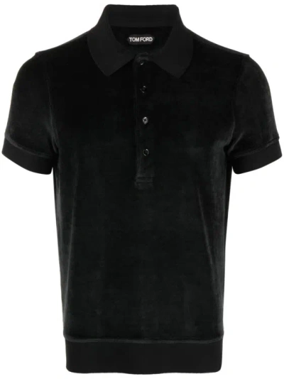 Tom Ford Black Velvet Polo Shirt