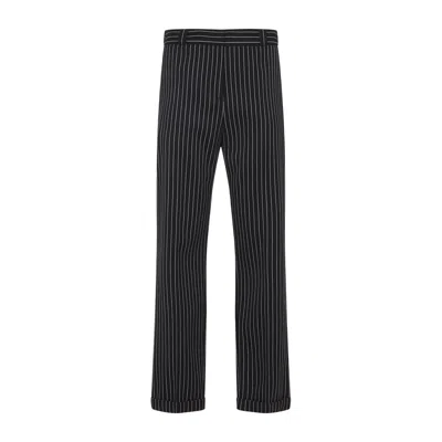 Tom Ford Black Virgin Wool Striped Wool Chino Pants