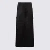 TOM FORD TOM FORD BLACK VISCOSE AND LINEN BLEND LONG SKIRT