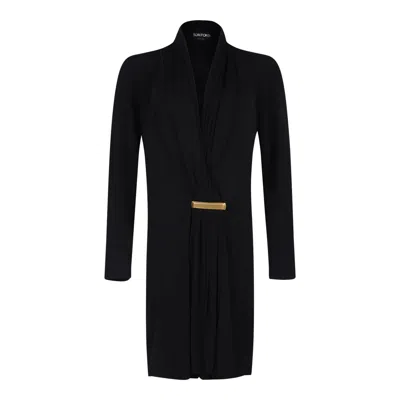 Tom Ford Black V-neck Long Sleeve Cocktail Minidress