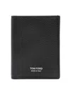 Tom Ford Black Soft Grain Leather T Line Passport Holder In Black