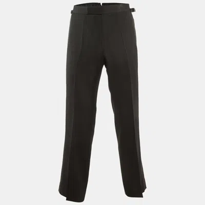 Pre-owned Tom Ford Black Wool & Mohair Trim Detail Pants S
