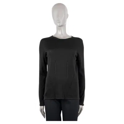 Pre-owned Tom Ford Black Wool & Silk Hook & Eye Round Neck Sweater L