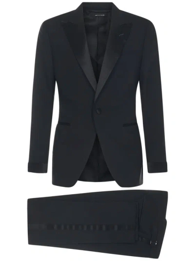 Tom Ford Black Wool And Silk Satin Dress Suit