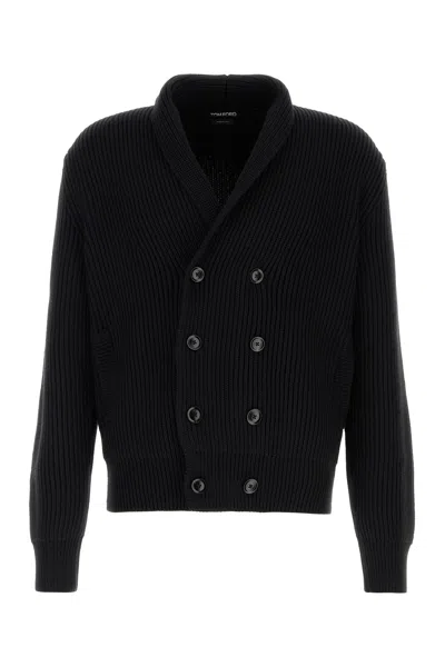 TOM FORD TOM FORD BLACK WOOL BLEND CARDIGAN