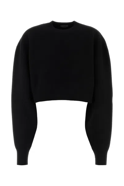 Tom Ford Black Wool Blend Oversize Sweater In Animal Print