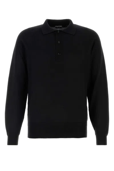 Tom Ford Black Wool Blend Polo Shirt