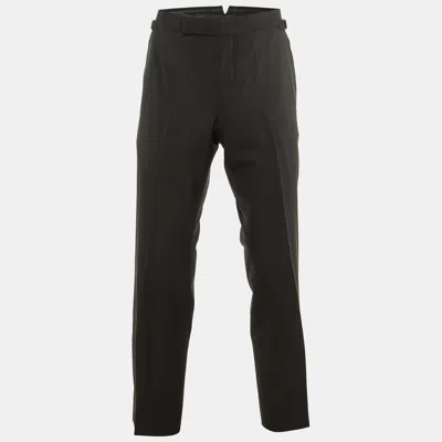 Pre-owned Tom Ford Black Wool Straight Leg Pants M