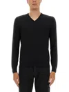 Tom Ford V-neck Black Wool Jersey With Long Sleeves