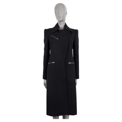 Pre-owned Tom Ford Black Wool Zip Front Coat Jacket 38 Xs