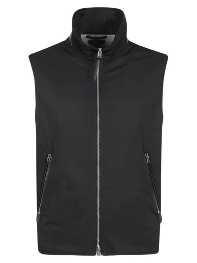 Tom Ford Black Zip-up Vest In Multi