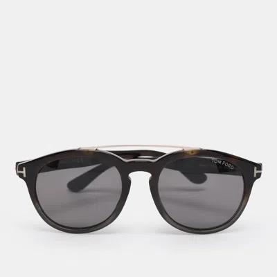 Pre-owned Tom Ford Black/brown Tortoise Newman Sunglasses In Gray
