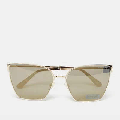 Pre-owned Tom Ford Black/gold Helena Tf653 Butterfly Sunglasses