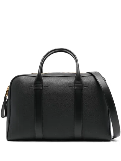 Tom Ford Blackgrained Leather Tote Bag