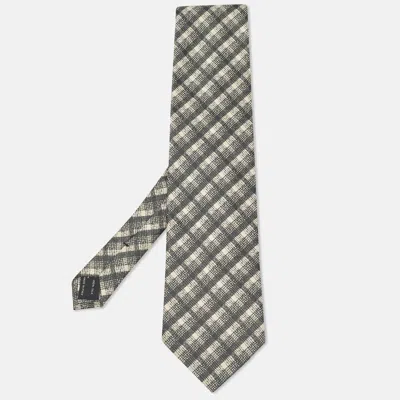 Pre-owned Tom Ford Black/white Checked Silk Traditional Tie In Grey